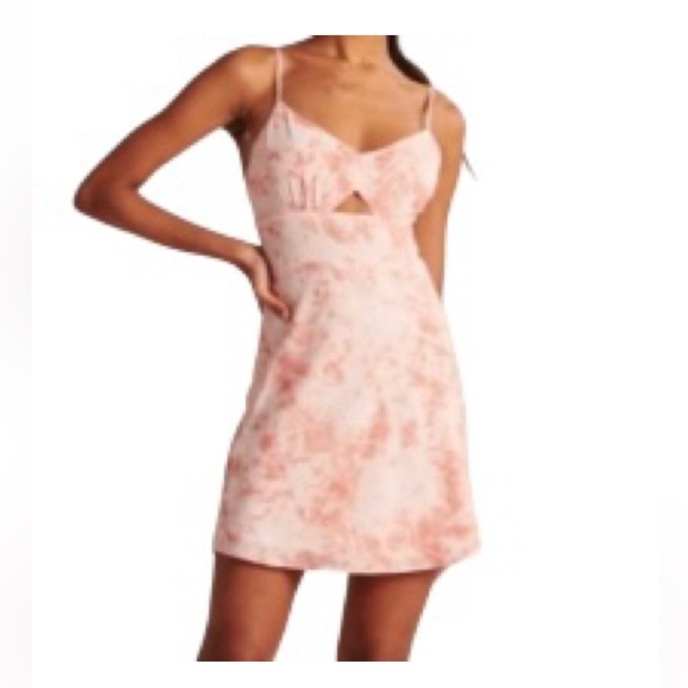 Abercrombie & Fitch Pink Tie Dye Cut Out Sleeveless Mini Dress Sz Large